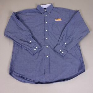 Illinois University Shirt Button Up Men's Large Golf Blue Gingham Tommy Hilfiger